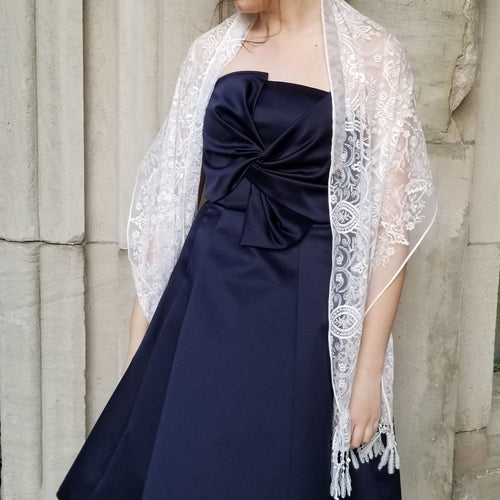 Embroidered Lace Ladies Tallit with Fringe